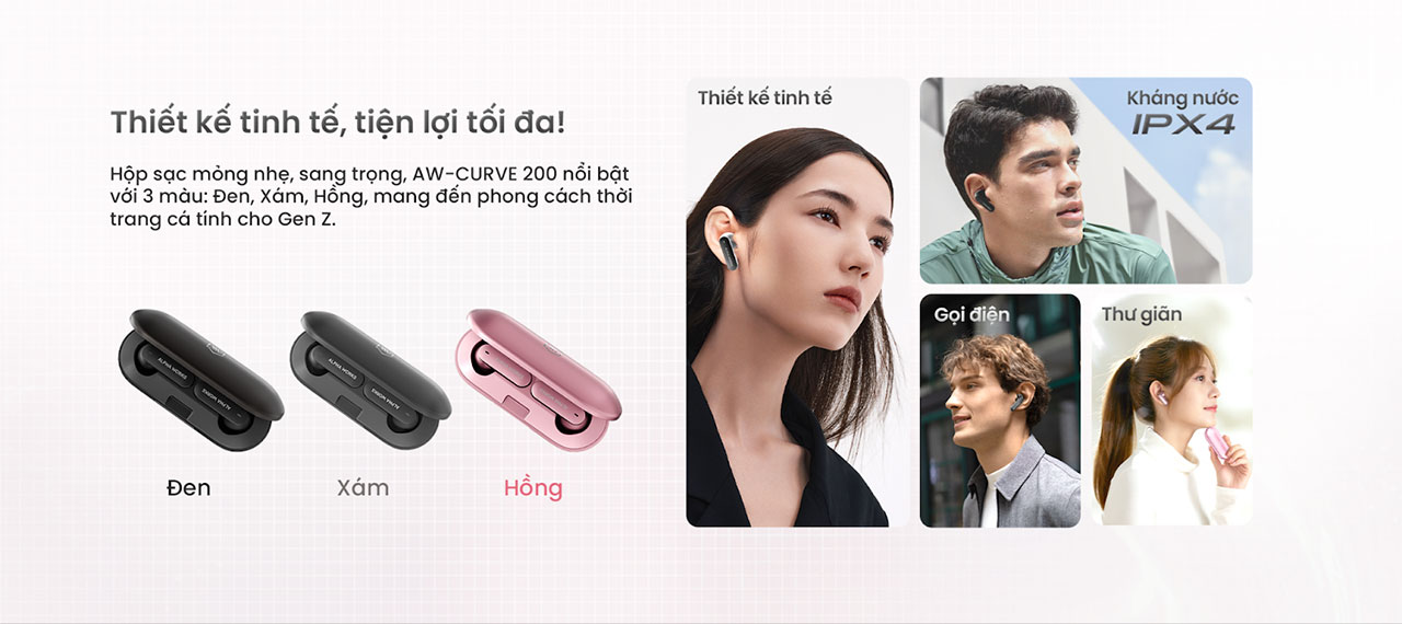 Tai nghe True Wireless Alpha Works Curve 200 ch&iacute;nh h&atilde;ng gi&aacute; rẻ nhất