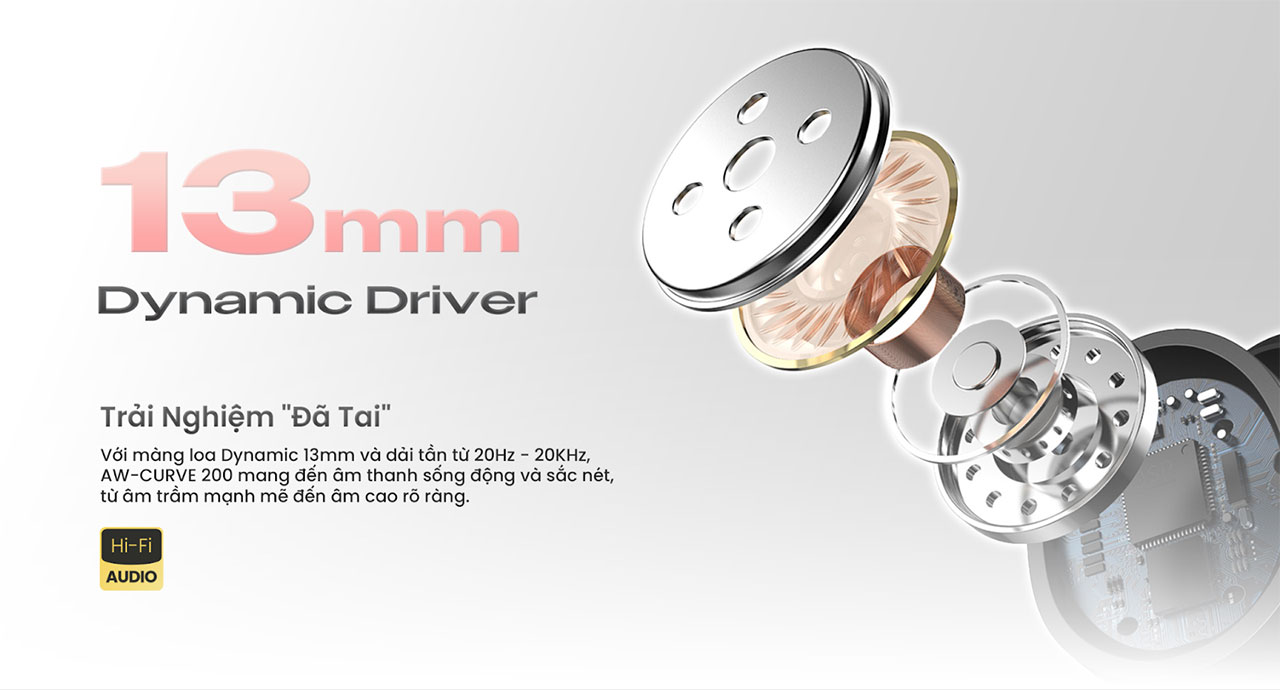 Tai nghe True Wireless Alpha Works Curve 200 ch&iacute;nh h&atilde;ng gi&aacute; rẻ nhất