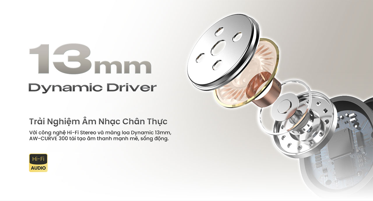 Tai nghe True Wireless Alpha Works Curve 300 ch&iacute;nh h&atilde;ng gi&aacute; rẻ nh&acirc;t