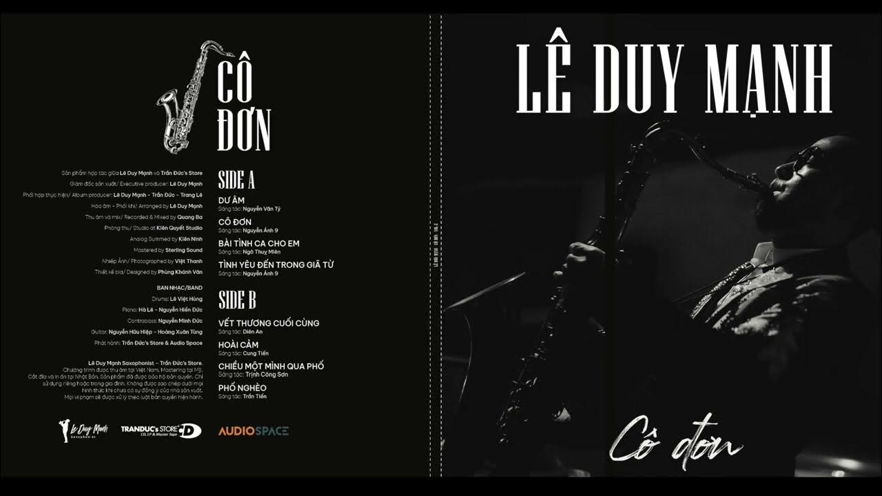 ĐĨA CD CÔ ĐƠN - HÒA TẤU SAXOPHONE - LÊ DUY MẠNH