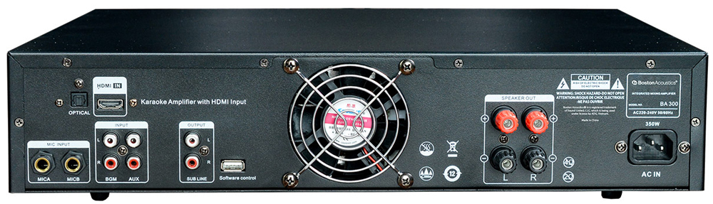 Thiết kế mặt sau của Amply Karaoke BA300