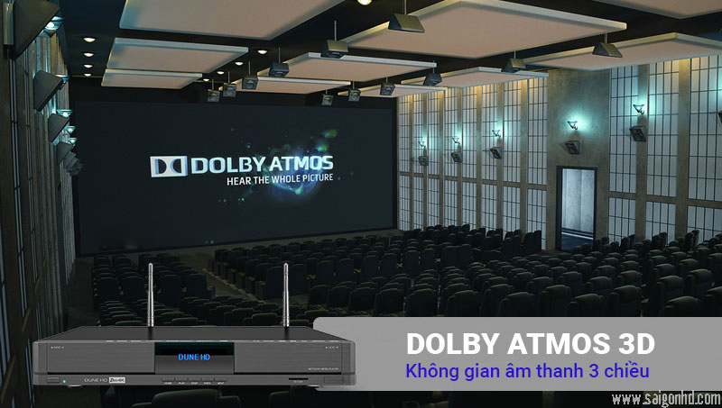 Đầu phát Dune HD Duo 4K trang bị tính năng Dolby Atmos 3D mang đến chuẩn âm thanh mới.