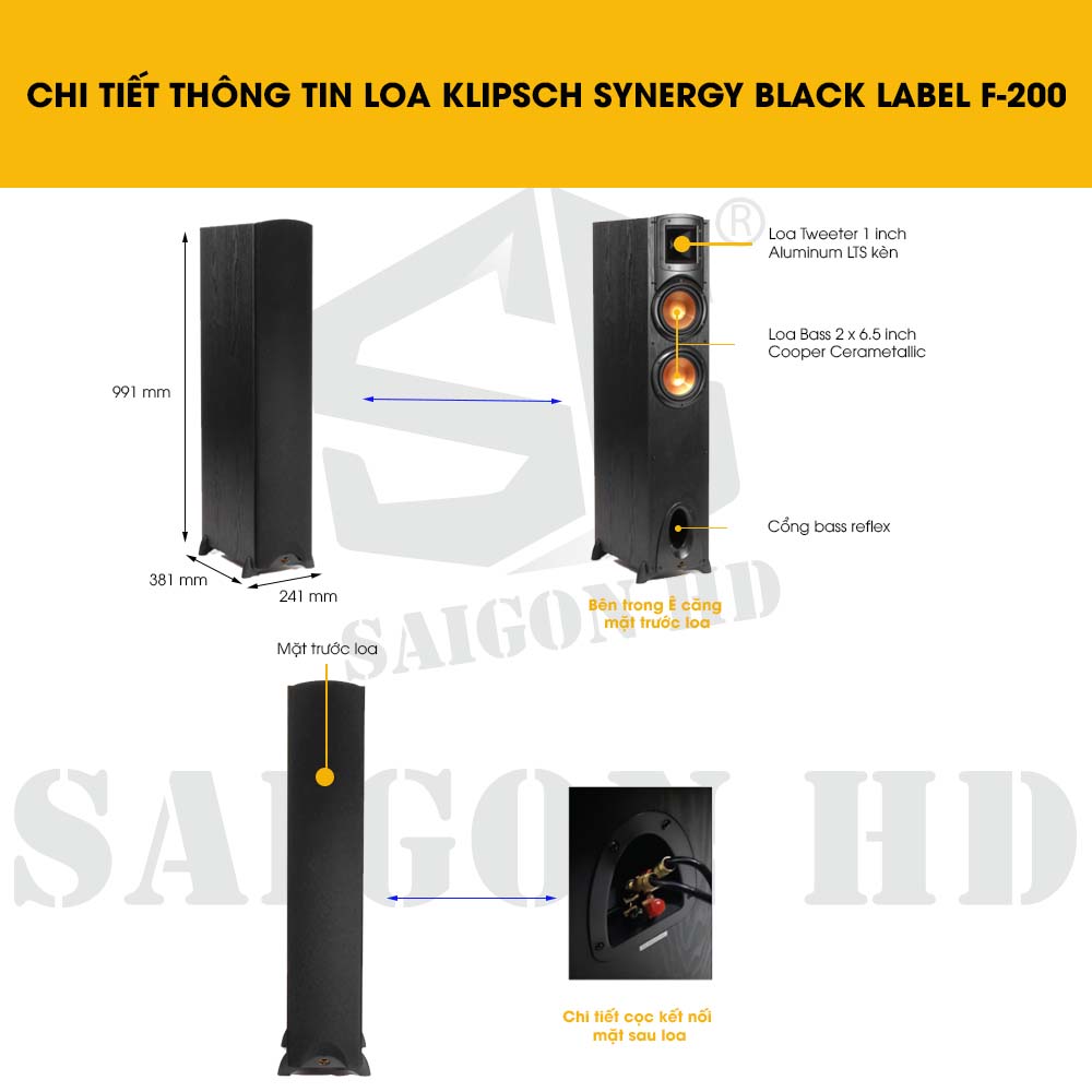 CHI TIẾT THÔNG TIN LOA KLIPSCH SYNERGY BLACK LABEL F-200