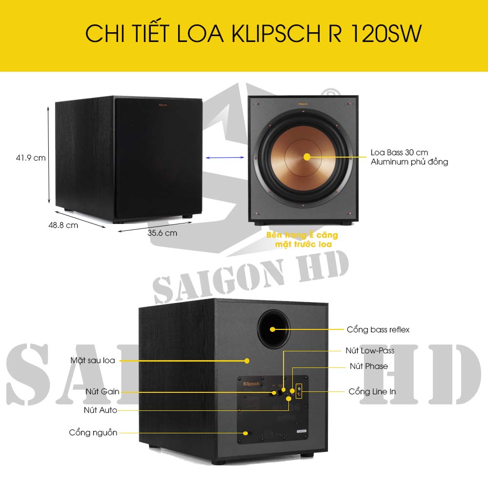 Chi tiết thông tin loa Klipsch R 120SW