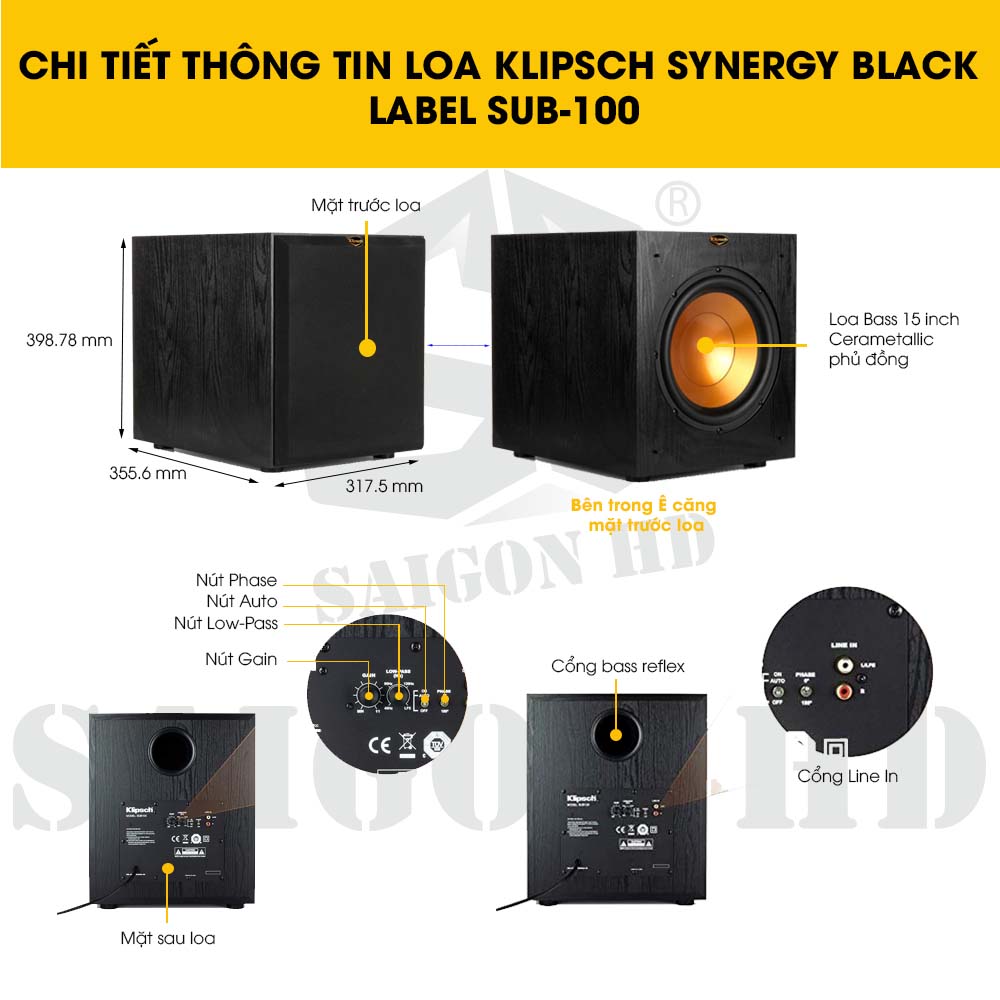 CHI TIẾT THÔNG TIN LOA KLIPSCH SYNERGY BLACK LABEL SUB-100