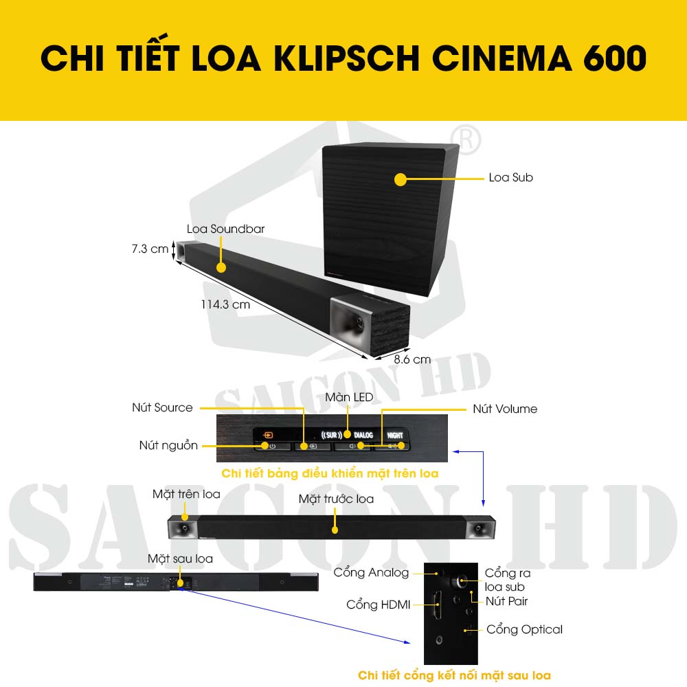 CHI TIẾT THÔNG TIN LOA KLIPSCH CINEMA 600