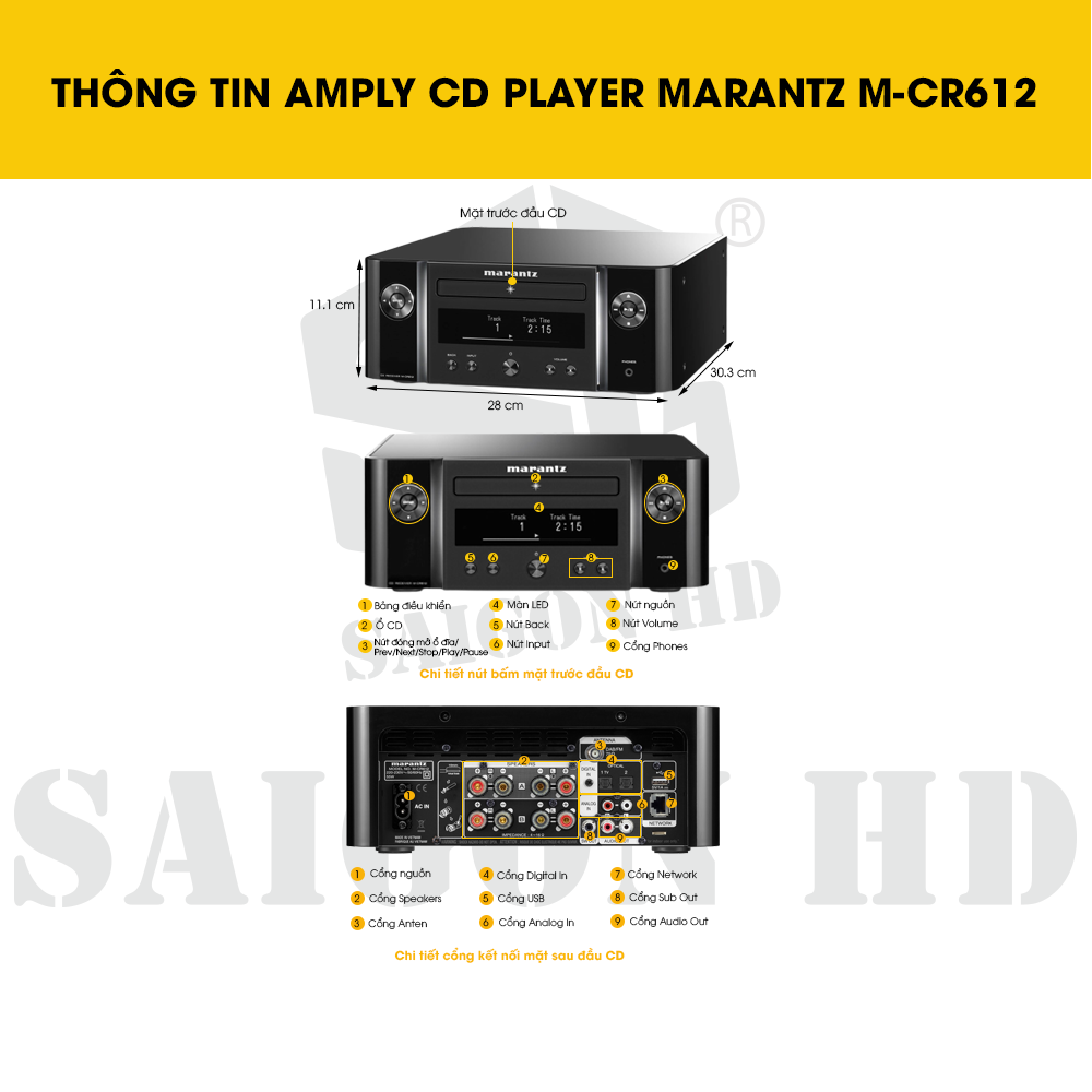 CHI TIẾT THÔNG TIN AMPLY CD PLAYER MARANTZ M-CR612