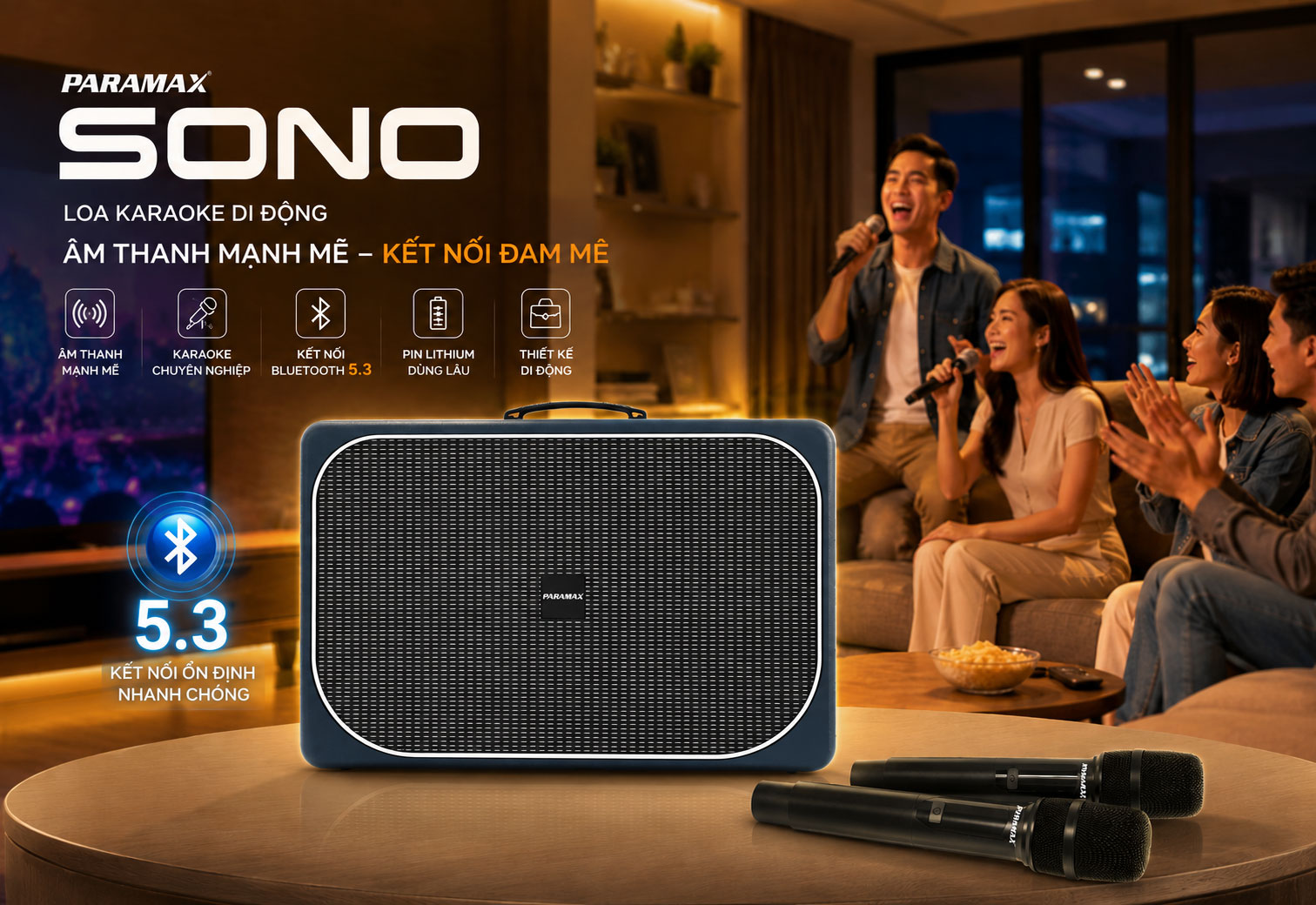 Loa k&eacute;o karaoke Bluetooth di động Paramax Sono Max ch&iacute;nh h&atilde;ng gi&aacute; rẻ nhất