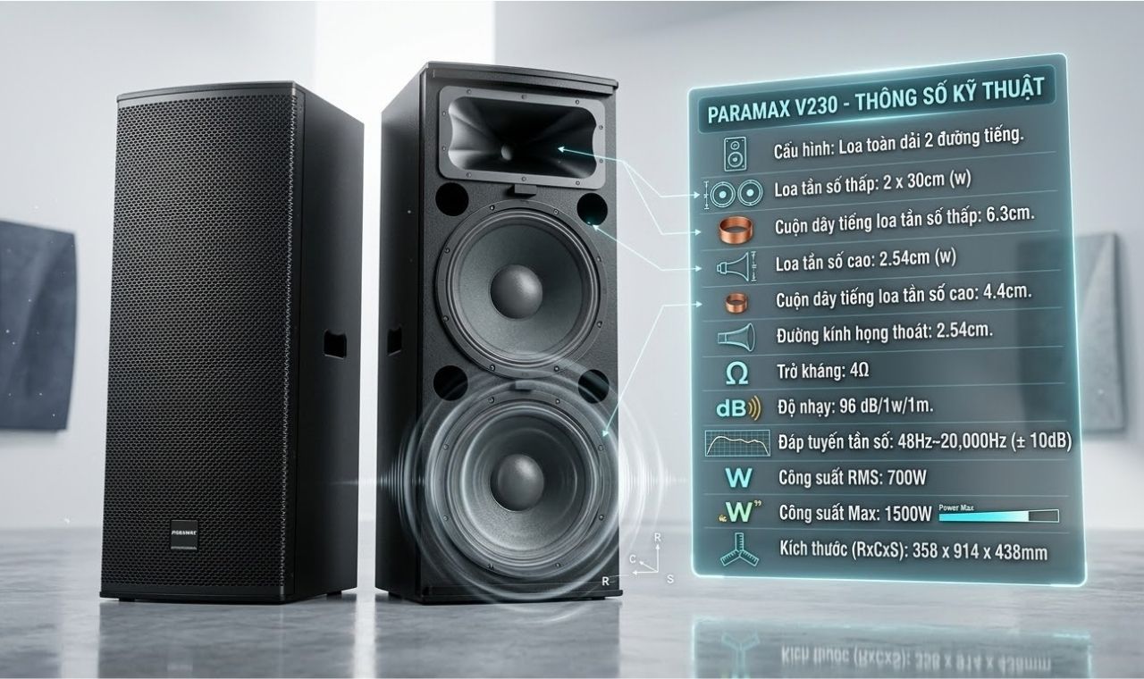 Loa Karaoke Paramax V230 ch&iacute;nh h&atilde;ng gi&aacute; rẻ nhất