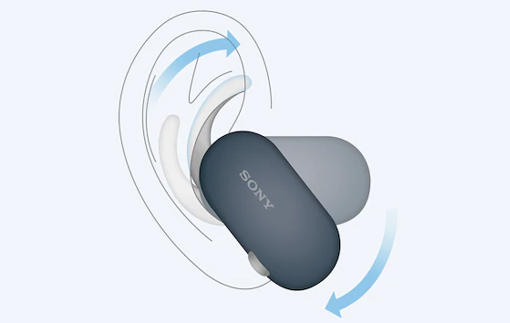 Thiết kế móc cố định giúp tai nghe WF-SP900 không bị xê dịch khi vận động