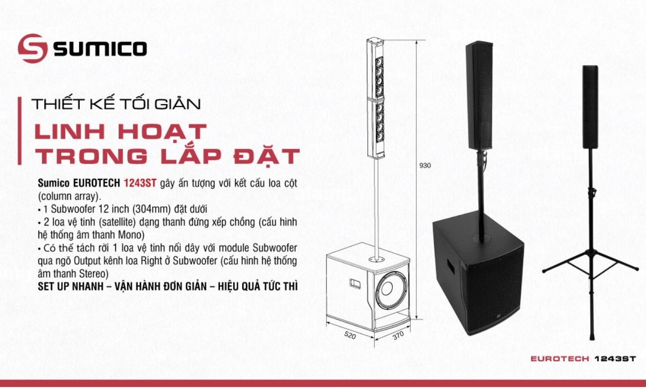 Loa Cột Sumico EUROTECH 1243ST ch&iacute;nh h&atilde;ng gi&aacute; rẻ