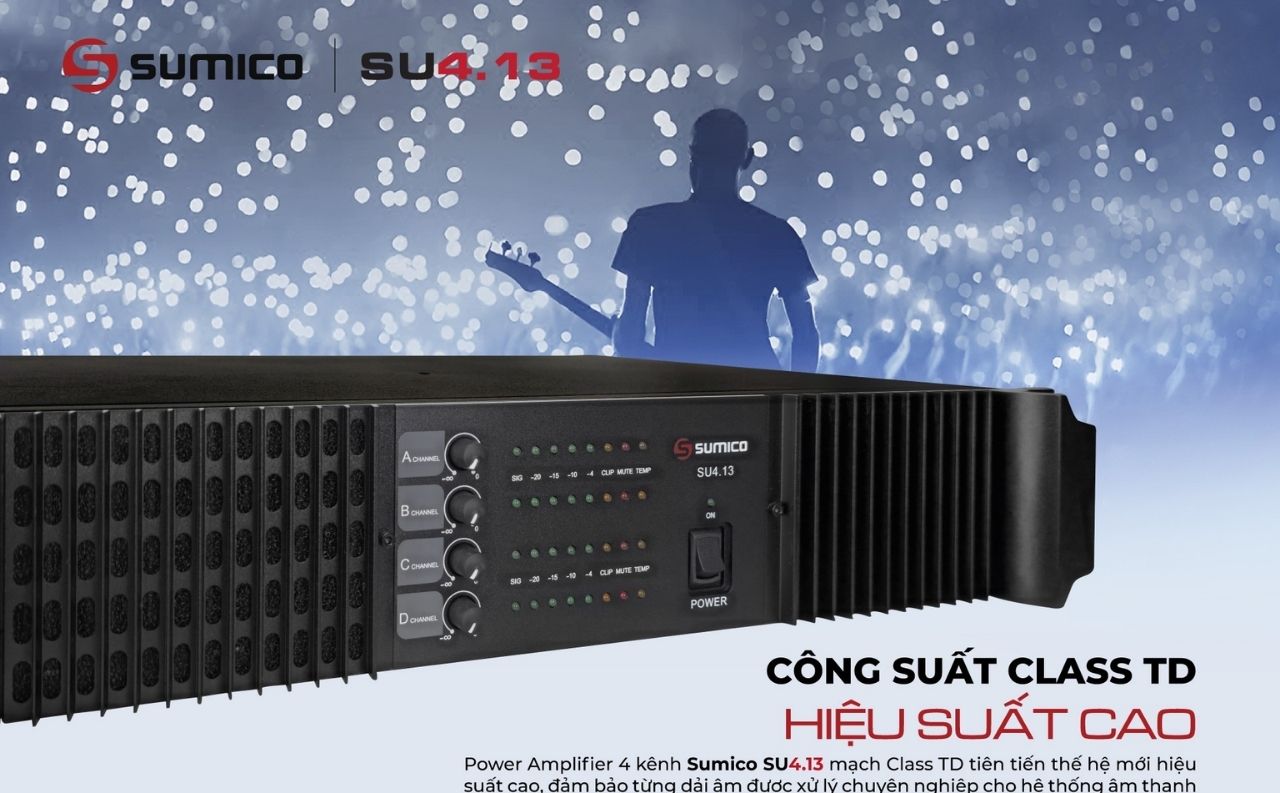 Cục đẩy c&ocirc;ng suất 4 k&ecirc;nh Sumico SU4.13 ch&iacute;nh h&atilde;ng gi&aacute; rẻ