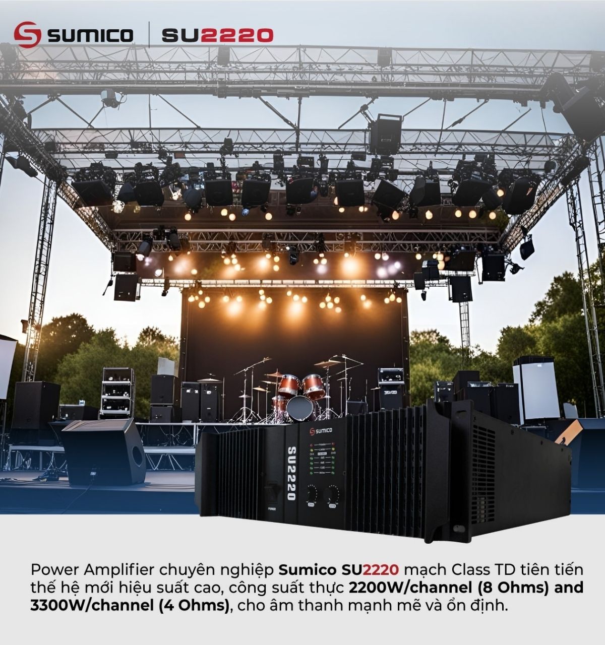 Power Amplifier Sumico SU2220 ch&iacute;nh h&atilde;ng gi&aacute; rẻ
