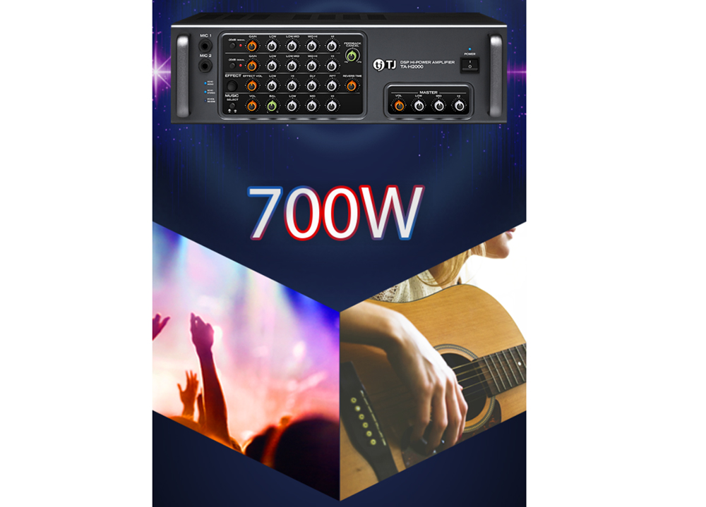 Amply Karaoke TJ TA H2000 có tổng công suất xử lý lên đến 700W 