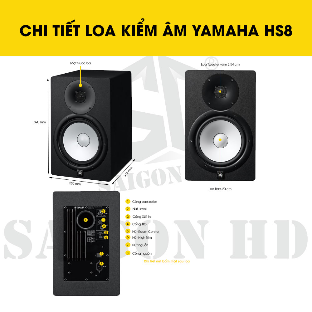 CHI TIẾT THÔNG TIN LOA KIỂM ÂM YAMAHA HS8