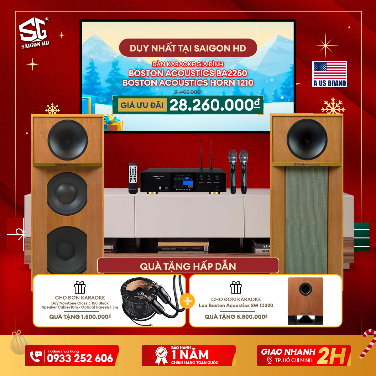 Dàn karaoke Boston Acoustics BA2250 + Boston Acoustics Horn 1210 
