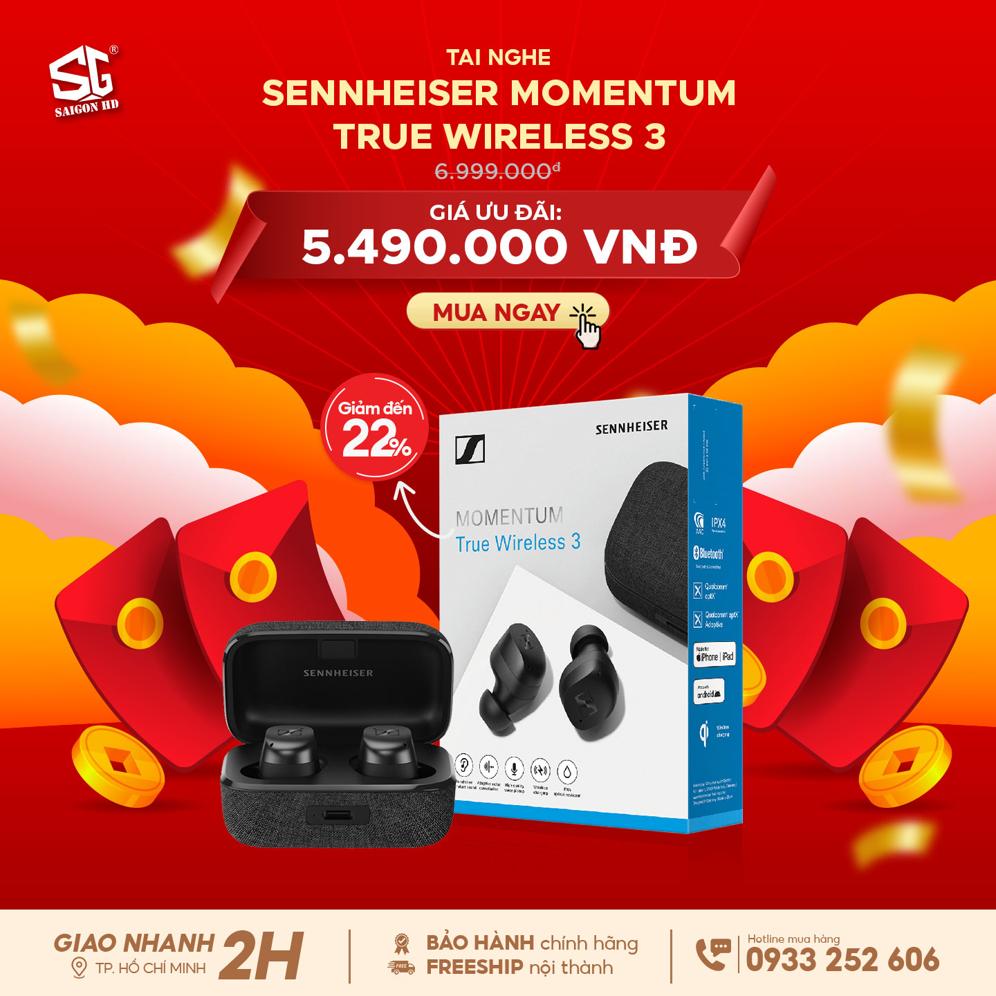 Tai nghe chống ồn Sennheiser Momentum 4 Wireless Denim