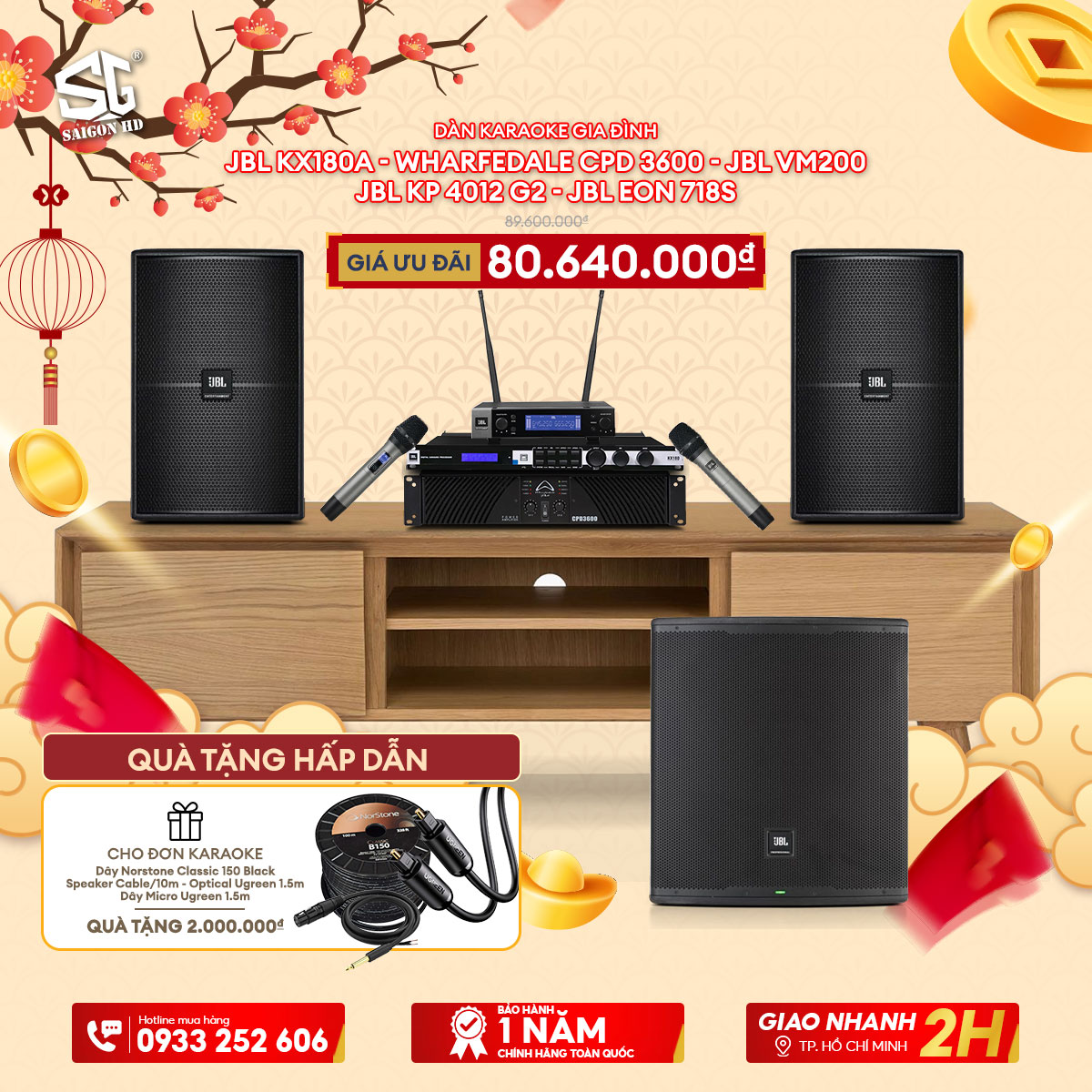 Dàn karaoke Wharfedale CPD 3600 + JBL KX180A + JBL VM200 + JBL KP4012 G2 + JBL Eon 718S