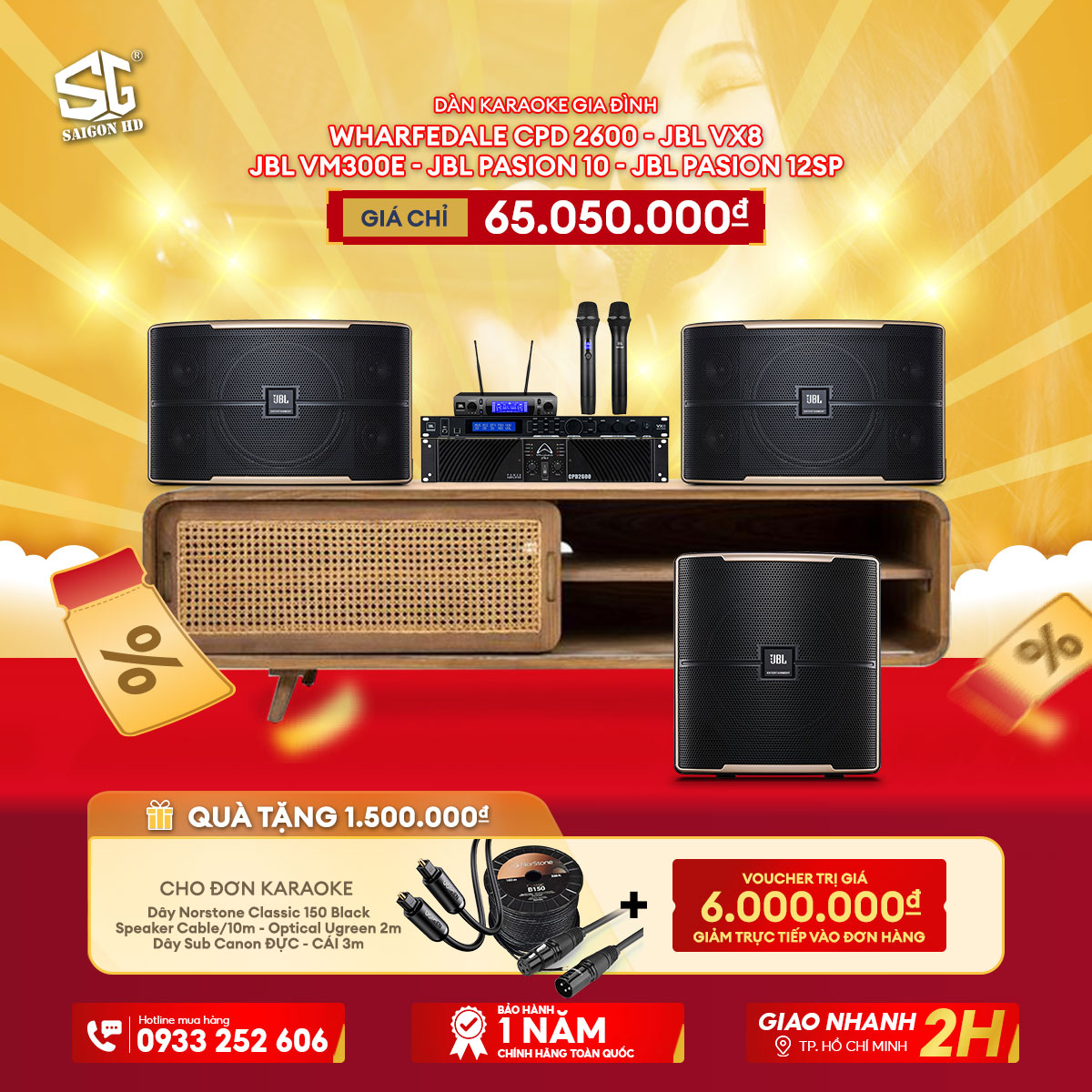 Dàn karaoke gia đình Wharfedale CPD 2600 + JBL VX8 + JBL VM300E + JBL Pasion 10 + JBL Pasion 12SP