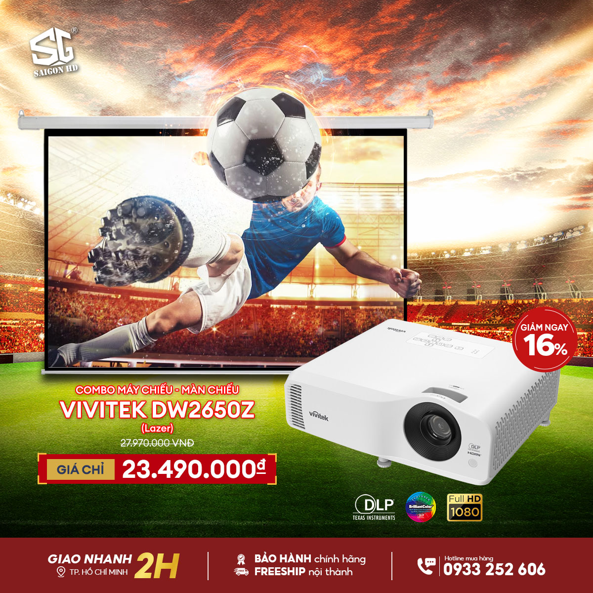 Combo máy chiếu - màn chiếu Vivitek DW2650Z