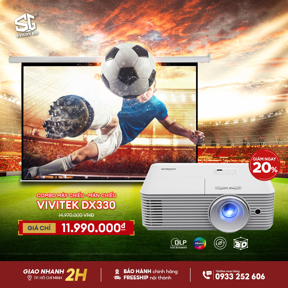 Combo máy chiếu - màn chiếu ViewSonic DX330