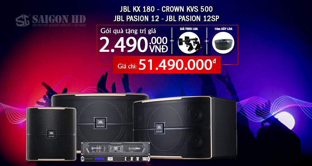 Combo Loa Karaoke JBL Pasion 12 - Amply Crown KVS500 - Loa Sub Active JBL Pasion 12SP - Thiết bị xử lý tín hiệu JBL KX 180