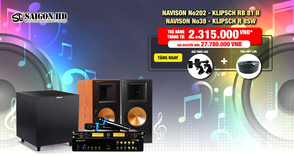 BỘ DÀN KARAOKE NAVISON No202 + KLIPSCH RB 81 II + NAVISON No38 + KLIPSCH R 8SW