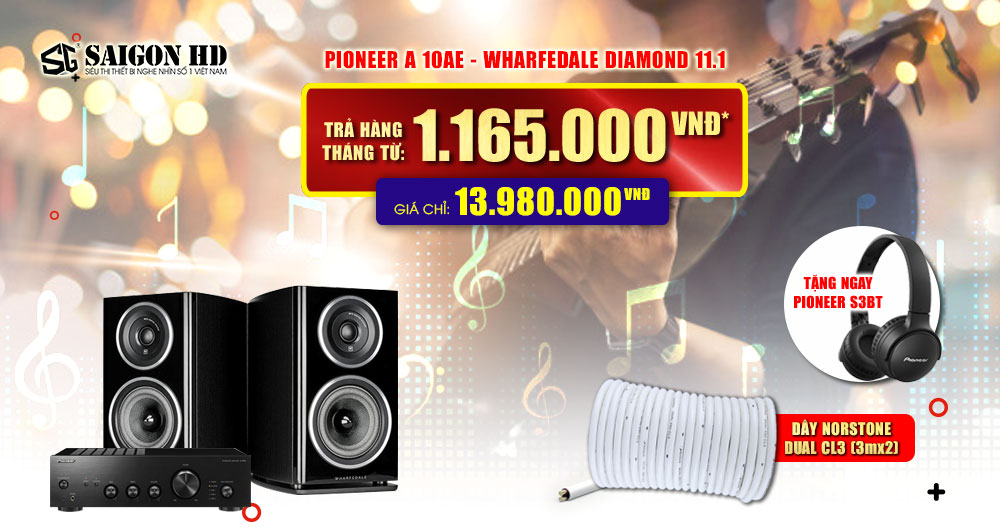 Bộ dàn nghe nhạc Pioneer A 10AE + Wharfedale Diamond 11.1