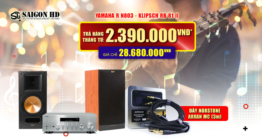 BỘ DÀN NGHE NHẠC YAMAHA R N803 + KLIPSCH RB81 II