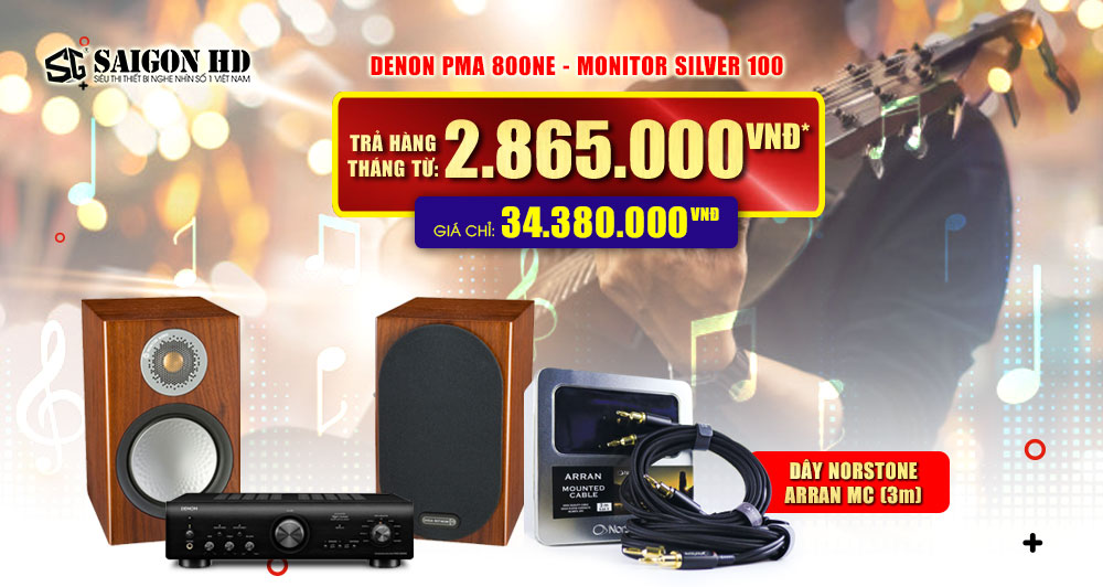 BỘ DÀN NGHE NHẠC DENON PMA 800NE + MONITOR SILVER 100