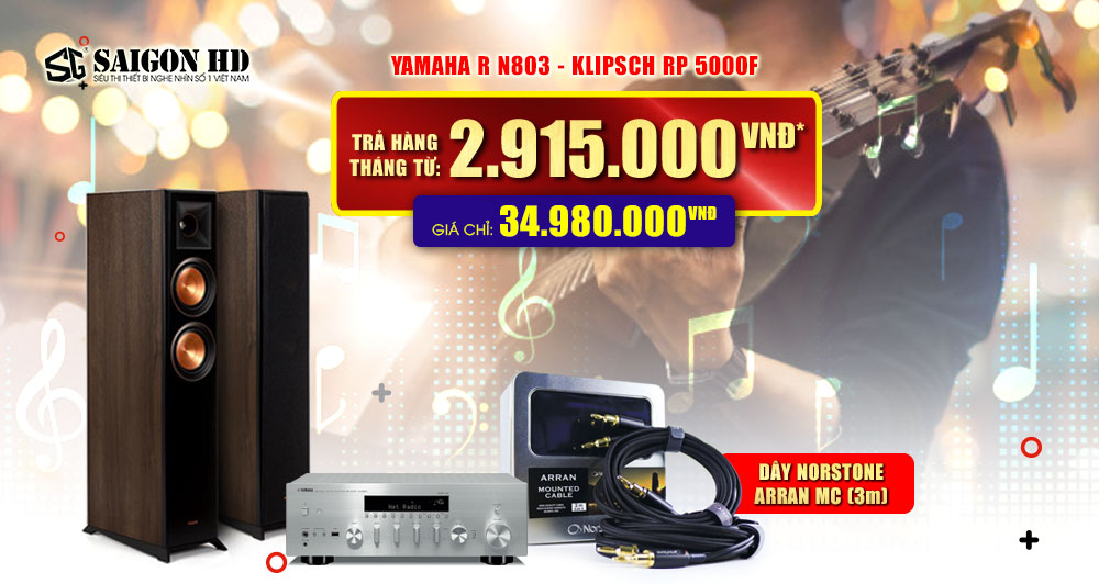 BỘ DÀN NGHE NHẠC YAMAHA R N803 + KLIPSCH RP 5000F