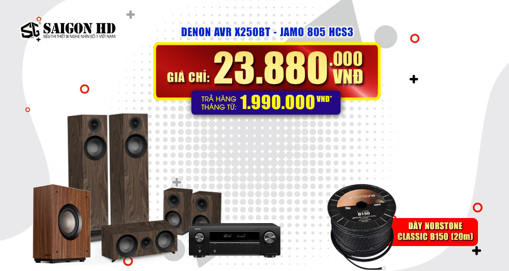 BỘ DÀN XEM PHIM DENON AVR X250BT – JAMO 805 HCS3