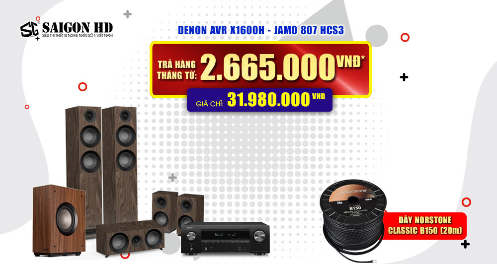 BỘ DÀN XEM PHIM DENON AVR X1600H + JAMO 807 HCS3