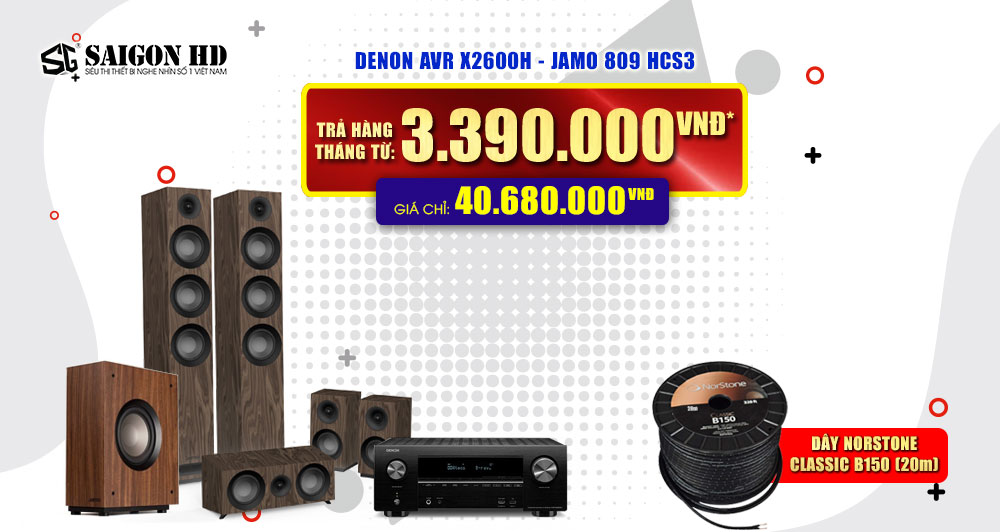 BỘ DÀN XEM PHIM DENON AVR X2600H + JAMO 809 HCS3