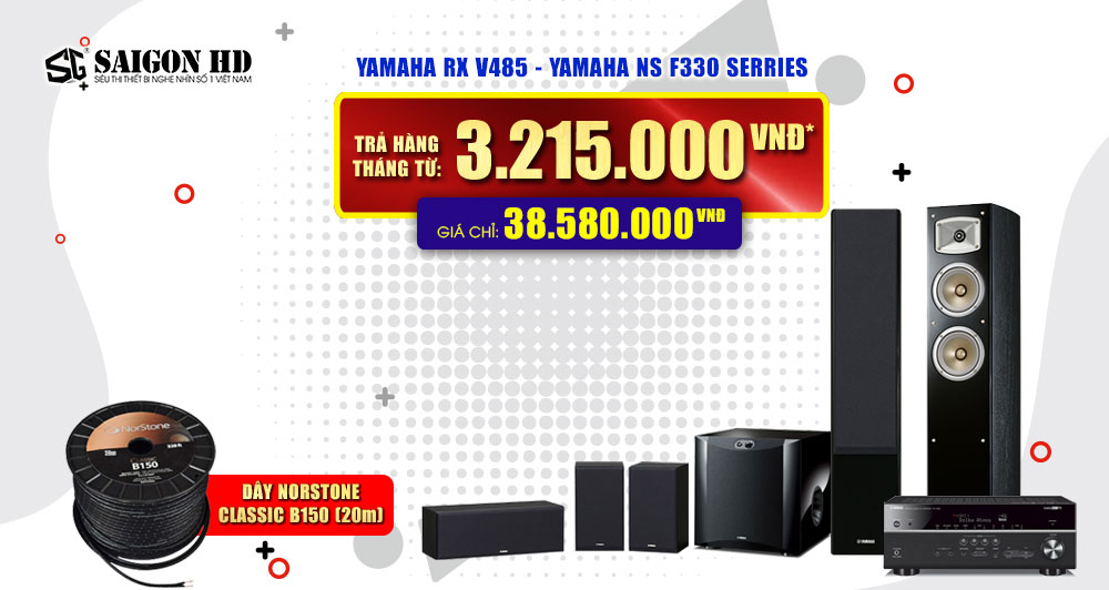  BỘ DÀN XEM PHIM YAMAHA RX V485 + YAMAHA NS F330