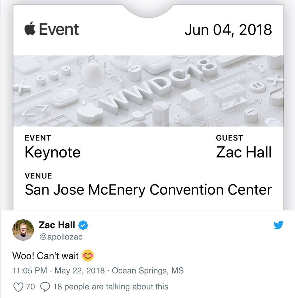 Apple chính thức gửi thư mời sự kiện WWDC 2018