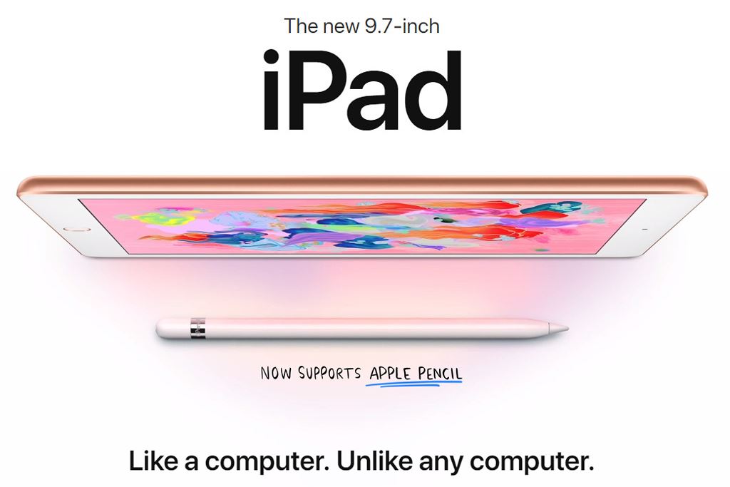 iPad 2018: màn hình 9,7 inch, hỗ trợ Apple Pencil, giá từ 299 USD