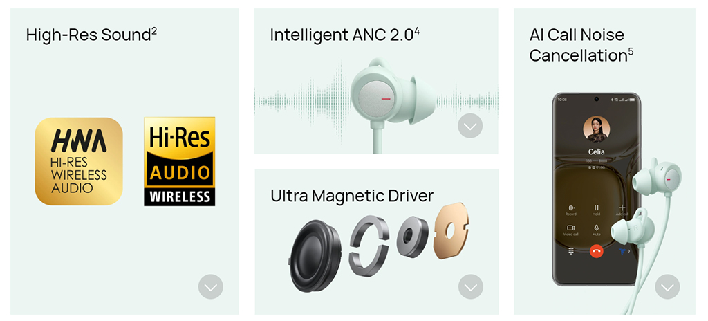 Tai nghe đeo cổ Huawei FreeLace Pro 2 với chống ồn ANC 2.0 thông minh