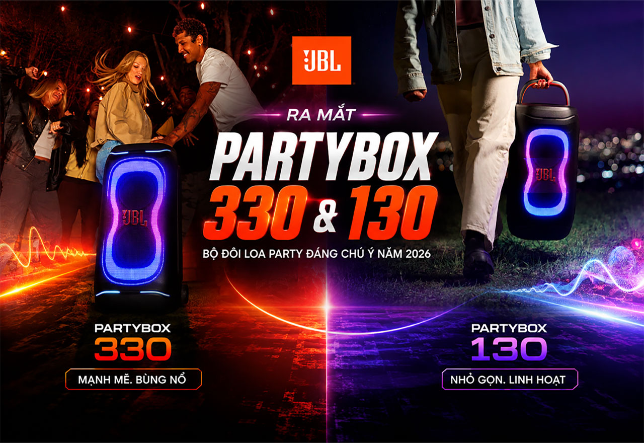  JBL Ra Mắt PartyBox 330 & PartyBox 130: Bộ Đ&ocirc;i Loa Party Đ&aacute;ng Ch&uacute; &Yacute; Năm 2026