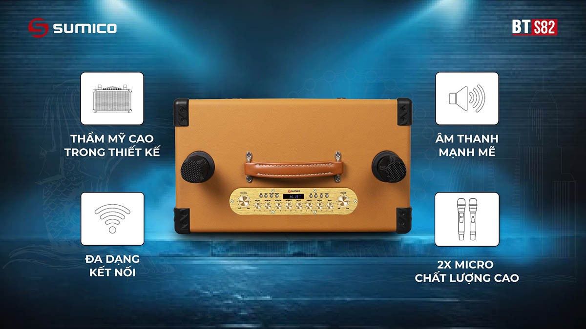 Ra mắt SUMICO BT-S82 mới: Loa karaoke di động xách tay đa nhiệm 250W, đồng hành mọi nhu cầu giải trí sôi động