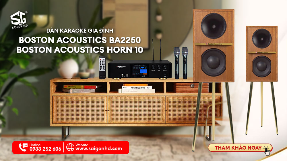 Dàn karaoke gia đình Boston Acoustics BA2250 + Boston Acoustics Horn 10