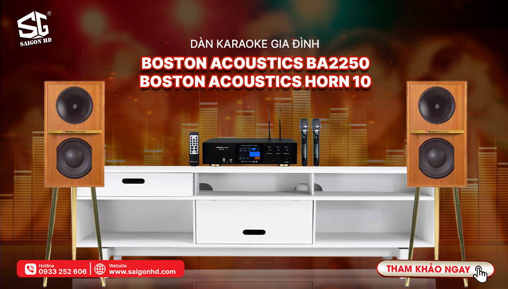 DÀN KARAOKE GIA ĐÌNH BOSTON ACOUSTICS BA2250 + BOSTON ACOUSTICS HORN 10