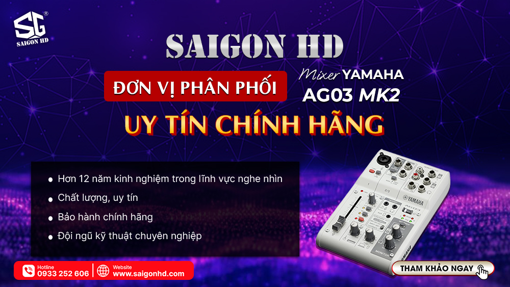 SAIGON HD - Đơn vị phân phối mixer Yamaha AG03 MK2 chính hãng