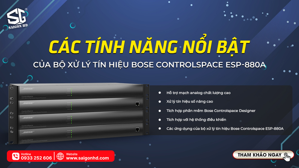 Các tính năng nổi bật của bộ xử lý tín hiệu Bose Controlspace ESP-880A