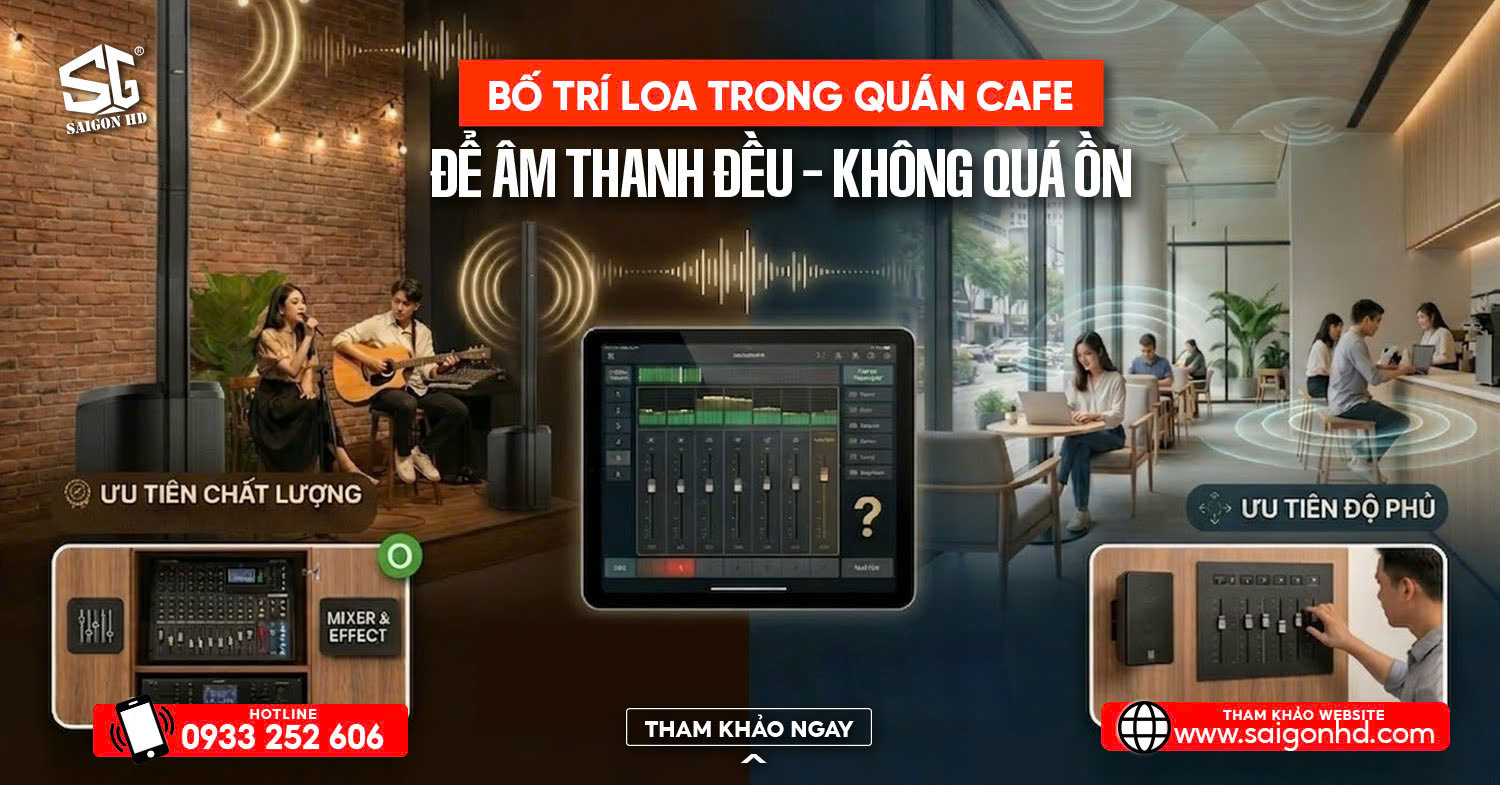 Bố tr&iacute; loa trong qu&aacute;n cafe để &acirc;m thanh đều &ndash; kh&ocirc;ng qu&aacute; ồn