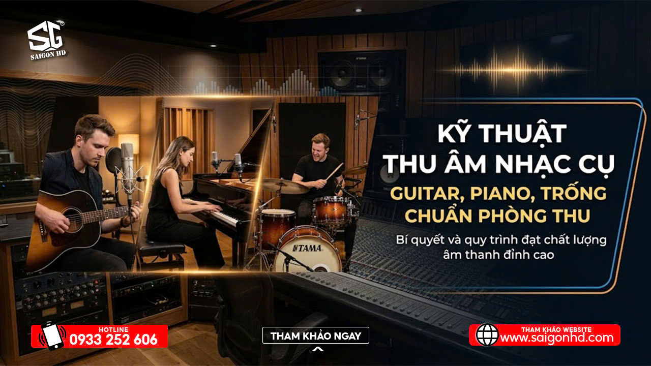 Kỹ thuật thu &acirc;m nhạc cụ: Guitar, piano, trống chuẩn ph&ograve;ng thu