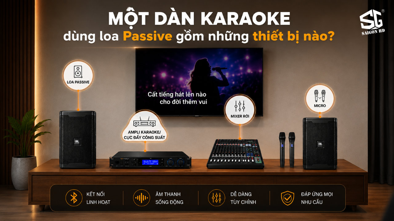 D&agrave;n &acirc;m thanh Karaoke gia đ&igrave;nh d&ugrave;ng loa Passive th&igrave; cần mua th&ecirc;m thiết bị n&agrave;o