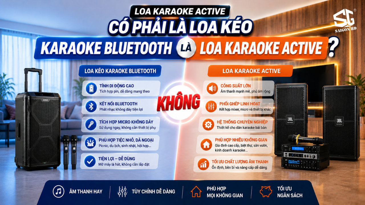 Loa kẹo k&eacute;o Karaoke Bluetooth di động kh&aacute;c nhau với loa Karaoke Active ở điểm n&agrave;o?