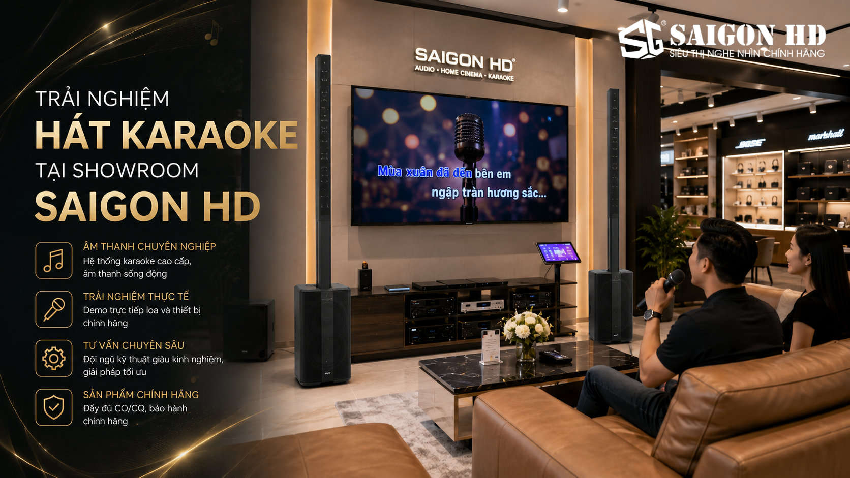 Trải nghiệm c&aacute;c d&agrave;n &acirc;m thanh Karaoke ch&iacute;nh h&atilde;ng tại showroom SAIGON HD