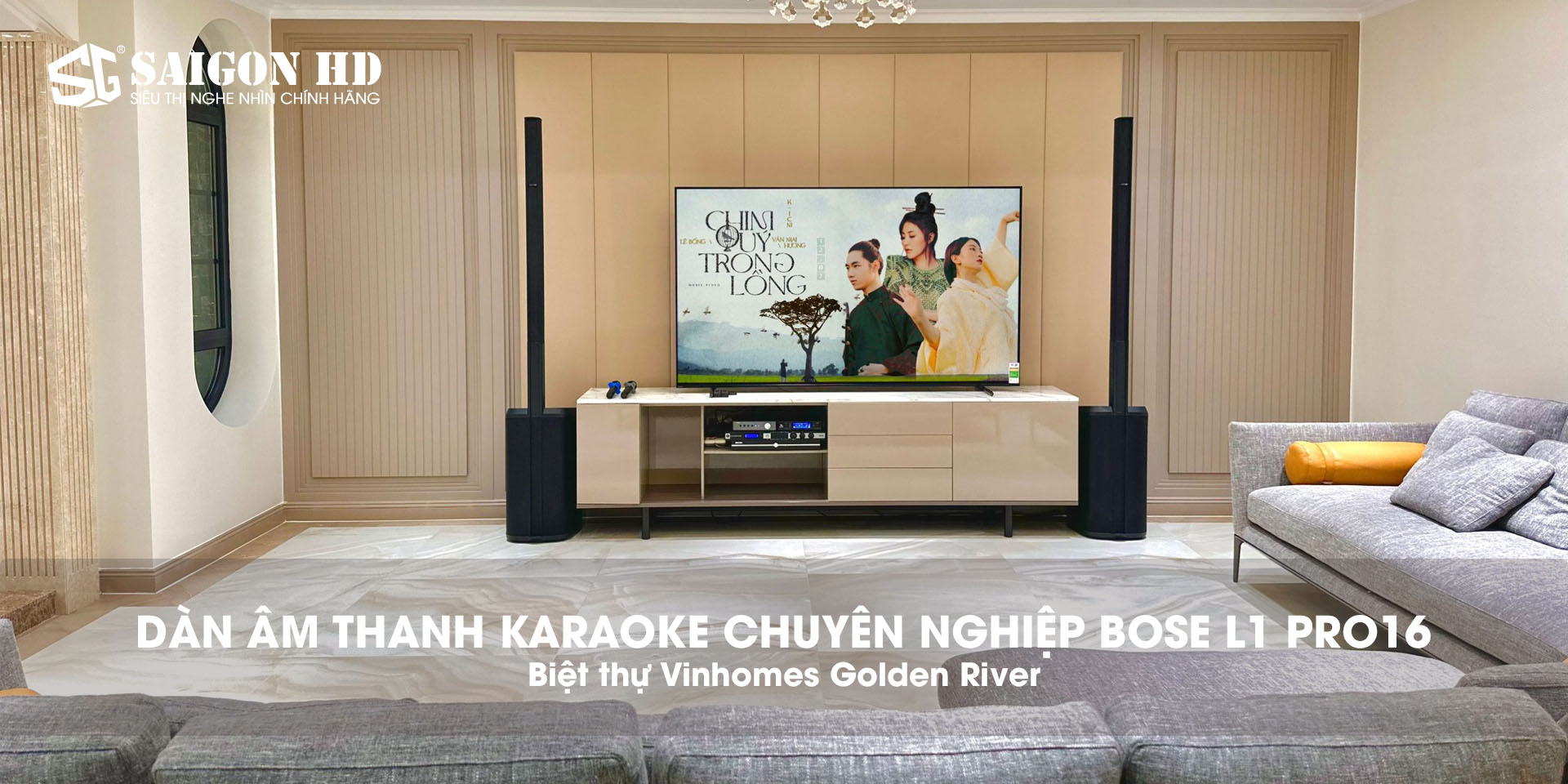 D&agrave;n &acirc;m thanh Karaoke chuy&ecirc;n nghiệp cao cấp d&agrave;nh cho biệt thự với loa Active biểu diễn Line Array Bose L1 Pro16